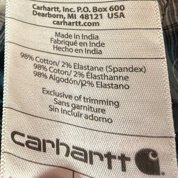 Carhartt Button Down Shirt Mens Large Plaid Rugged Flex Relaxed Fit Long Sleeve - Picture 5 of 8